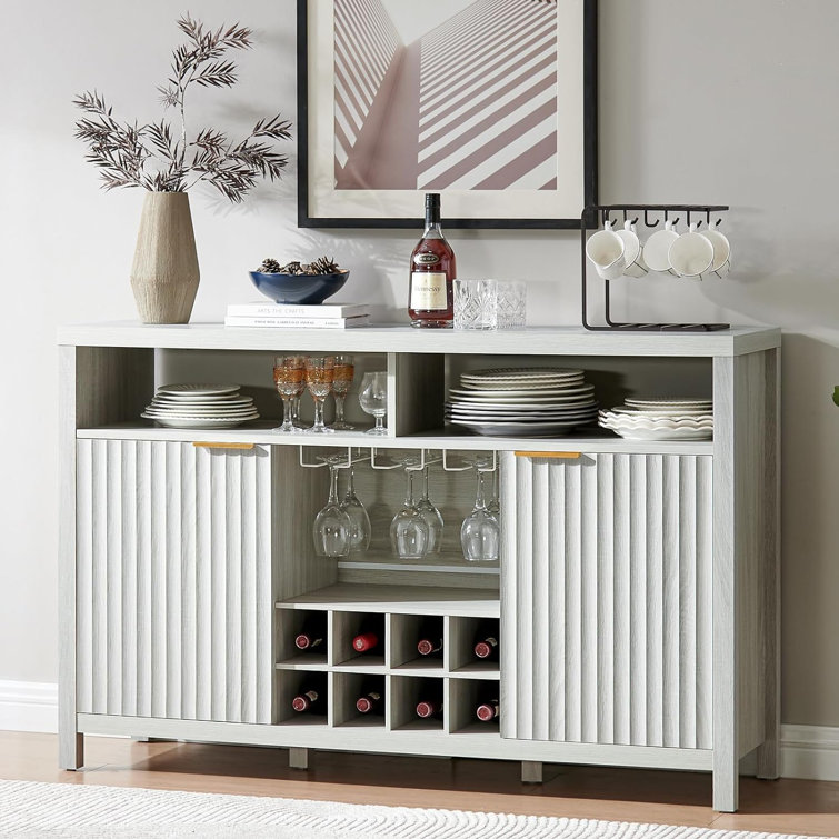 White buffet cabinet online with wine rack